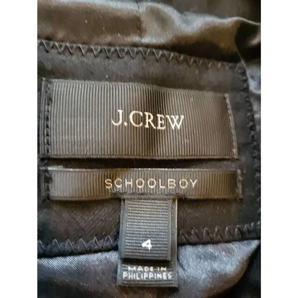 J. Crew Schoolboy Blazer Women's 4 Black Wool Gold Button Tailored Preppy